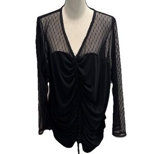 Venezia Lane Bryant 26/28 Sexy  Snap Black Sheer Top Whimsigoth Fairygoth 4X